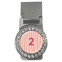 Number 2 Line Vertical Red Pink Wave Chevron Money Clips (cz)  by Mariart