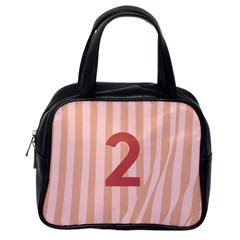 Number 2 Line Vertical Red Pink Wave Chevron Classic Handbags (one Side) by Mariart