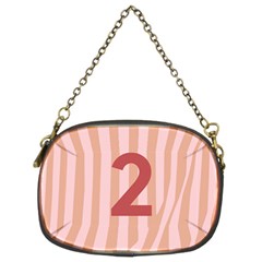 Number 2 Line Vertical Red Pink Wave Chevron Chain Purses (two Sides) 