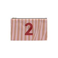 Number 2 Line Vertical Red Pink Wave Chevron Cosmetic Bag (small) 