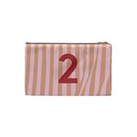 Number 2 Line Vertical Red Pink Wave Chevron Cosmetic Bag (Small)  Back