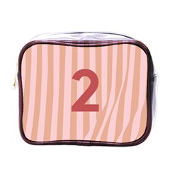 Number 2 Line Vertical Red Pink Wave Chevron Mini Toiletries Bags by Mariart