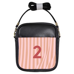 Number 2 Line Vertical Red Pink Wave Chevron Girls Sling Bags by Mariart