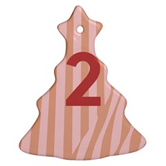 Number 2 Line Vertical Red Pink Wave Chevron Ornament (christmas Tree) 
