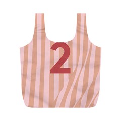 Number 2 Line Vertical Red Pink Wave Chevron Full Print Recycle Bags (m) 
