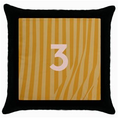 Number 3 Line Vertical Yellow Pink Orange Wave Chevron Throw Pillow Case (black) by Mariart