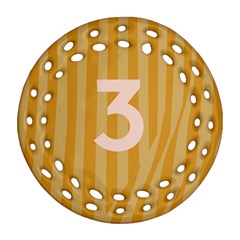 Number 3 Line Vertical Yellow Pink Orange Wave Chevron Ornament (round Filigree)