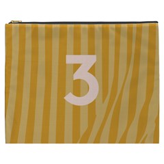 Number 3 Line Vertical Yellow Pink Orange Wave Chevron Cosmetic Bag (xxxl)  by Mariart