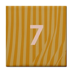 Number 7 Line Vertical Yellow Pink Orange Wave Chevron Tile Coasters
