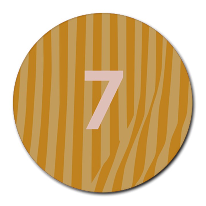 Number 7 Line Vertical Yellow Pink Orange Wave Chevron Round Mousepads