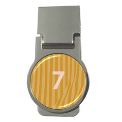 Number 7 Line Vertical Yellow Pink Orange Wave Chevron Money Clips (Round) 