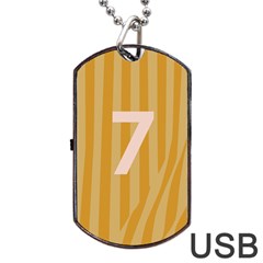Number 7 Line Vertical Yellow Pink Orange Wave Chevron Dog Tag Usb Flash (two Sides)