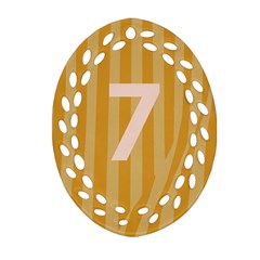 Number 7 Line Vertical Yellow Pink Orange Wave Chevron Oval Filigree Ornament (two Sides) by Mariart