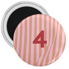 Number 4 Line Vertical Red Pink Wave Chevron 3  Magnets by Mariart