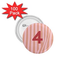 Number 4 Line Vertical Red Pink Wave Chevron 1 75  Buttons (100 Pack) 