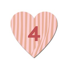 Number 4 Line Vertical Red Pink Wave Chevron Heart Magnet