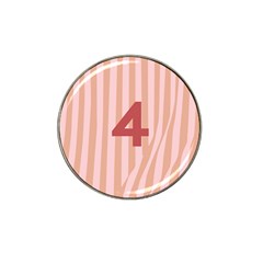 Number 4 Line Vertical Red Pink Wave Chevron Hat Clip Ball Marker (4 Pack)