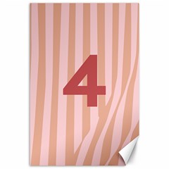 Number 4 Line Vertical Red Pink Wave Chevron Canvas 24  X 36 