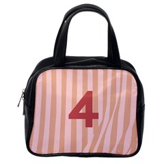 Number 4 Line Vertical Red Pink Wave Chevron Classic Handbags (one Side) by Mariart