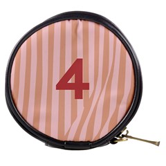 Number 4 Line Vertical Red Pink Wave Chevron Mini Makeup Bags