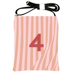 Number 4 Line Vertical Red Pink Wave Chevron Shoulder Sling Bags