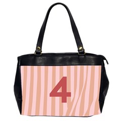 Number 4 Line Vertical Red Pink Wave Chevron Office Handbags (2 Sides)  by Mariart