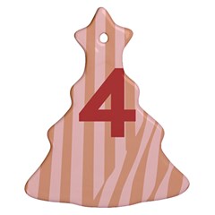 Number 4 Line Vertical Red Pink Wave Chevron Ornament (christmas Tree) 