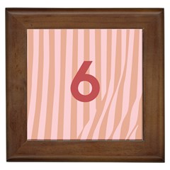 Number 6 Line Vertical Red Pink Wave Chevron Framed Tiles by Mariart