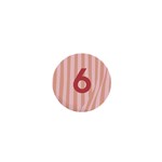 Number 6 Line Vertical Red Pink Wave Chevron 1  Mini Buttons Front