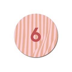 Number 6 Line Vertical Red Pink Wave Chevron Magnet 3  (round) by Mariart