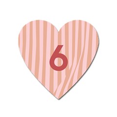 Number 6 Line Vertical Red Pink Wave Chevron Heart Magnet