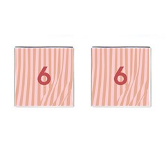 Number 6 Line Vertical Red Pink Wave Chevron Cufflinks (square)