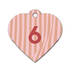 Number 6 Line Vertical Red Pink Wave Chevron Dog Tag Heart (two Sides)