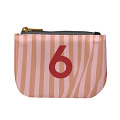 Number 6 Line Vertical Red Pink Wave Chevron Mini Coin Purses by Mariart