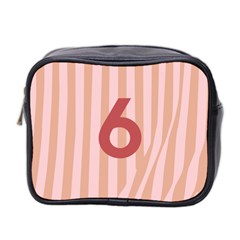 Number 6 Line Vertical Red Pink Wave Chevron Mini Toiletries Bag 2-side by Mariart