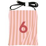 Number 6 Line Vertical Red Pink Wave Chevron Shoulder Sling Bags Front