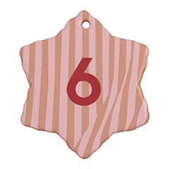 Number 6 Line Vertical Red Pink Wave Chevron Snowflake Ornament (two Sides) by Mariart