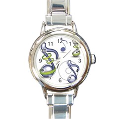 Notes Musical Elements Round Italian Charm Watch