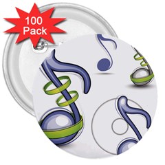 Notes Musical Elements 3  Buttons (100 Pack) 