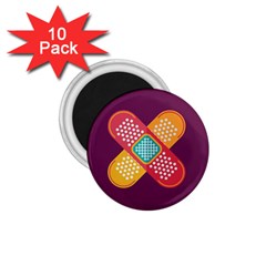 Plaster Scratch Sore Polka Line Purple Yellow 1 75  Magnets (10 Pack) 