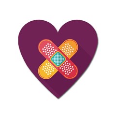 Plaster Scratch Sore Polka Line Purple Yellow Heart Magnet