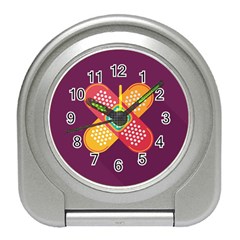 Plaster Scratch Sore Polka Line Purple Yellow Travel Alarm Clocks