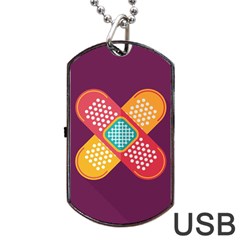 Plaster Scratch Sore Polka Line Purple Yellow Dog Tag Usb Flash (one Side) by Mariart