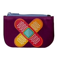 Plaster Scratch Sore Polka Line Purple Yellow Large Coin Purse by Mariart