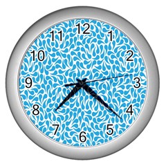 Pattern Blue Wall Clocks (silver) 