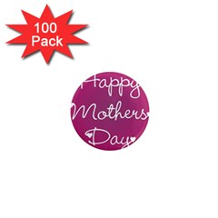Valentine Happy Mothers Day Pink Heart Love 1  Mini Magnets (100 Pack) 