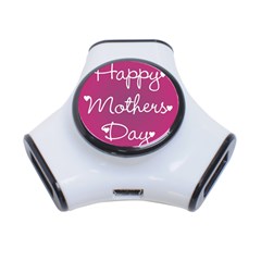 Valentine Happy Mothers Day Pink Heart Love 3-port Usb Hub