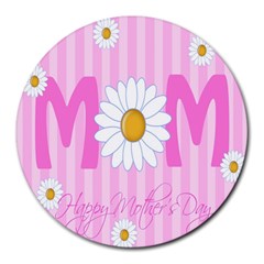 Valentine Happy Mothers Day Pink Heart Love Sunflower Flower Round Mousepads