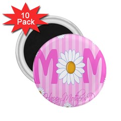 Valentine Happy Mothers Day Pink Heart Love Sunflower Flower 2 25  Magnets (10 Pack)  by Mariart