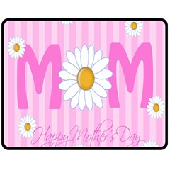 Valentine Happy Mothers Day Pink Heart Love Sunflower Flower Double Sided Fleece Blanket (medium)  by Mariart